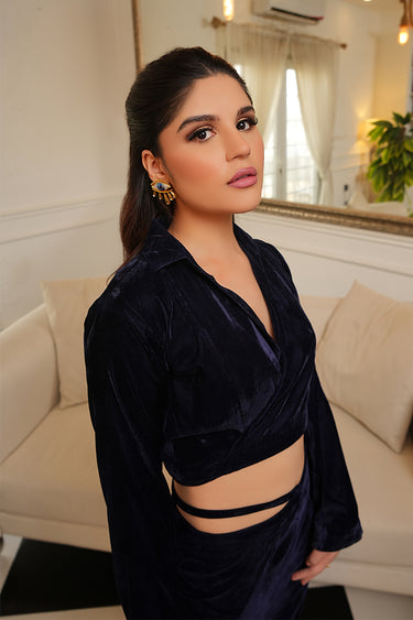 Navy Skirt Crop Top Clothing humyaunalamgir