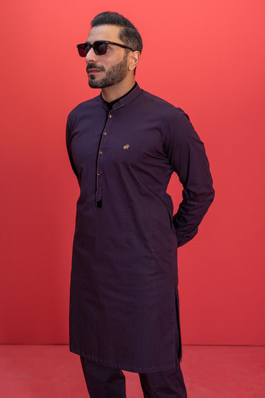 Burgundy Stretchable Cotton Kurta Pajama Humayun Alamgir