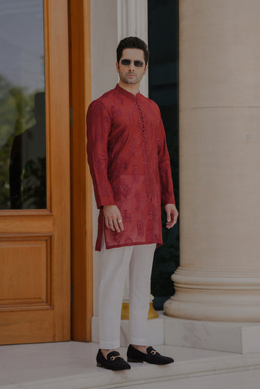 Crimson Red Kurta Pajama HumayunAlamgir S