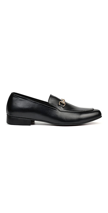 Black Burnish Leather Moccasin Shoes humyaunalamgir