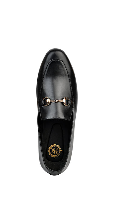 Black Burnish Leather Moccasin Shoes humyaunalamgir