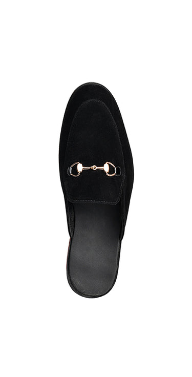 Black Out Velvet Back Open Zapata Shoes humyaunalamgir