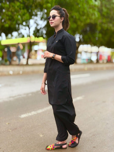 Black Shalwar Kameez Humayun Alamgir