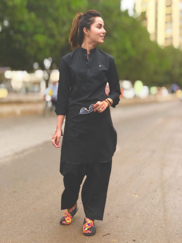 Black Shalwar Kameez Humayun Alamgir