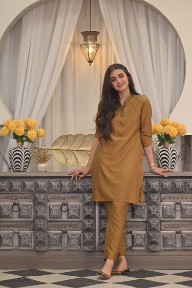 Brown Kurta Pajama Humayun Alamgir