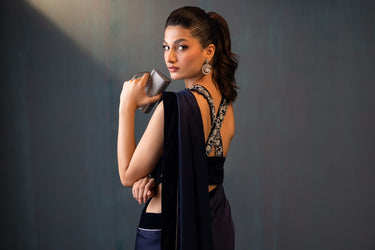 Bleu nuit saari pants Clothing humyaunalamgir