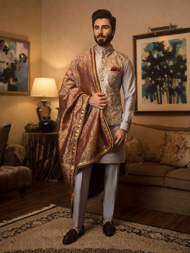 Irony Golden Waist Coat humyaunalamgir