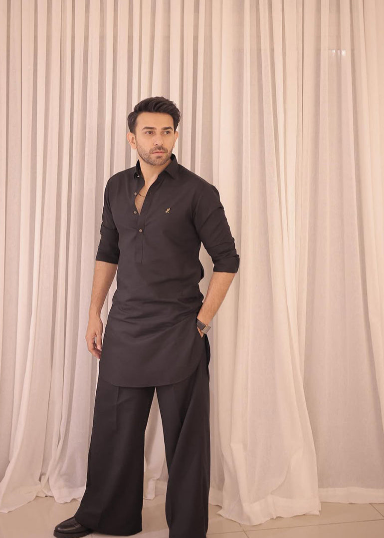 Black Farshi Shalwar Kameez Humayun Alamgir S Shalwar Kameez Only