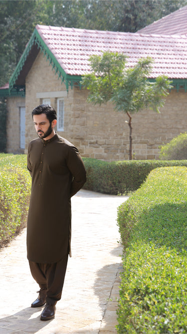 DARK BROWN BOSKY SHALWAR KAMEEZ Humayunalamgir