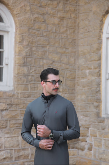 GREY TWO TONE WASH N WEAR SHALWAR KAMEEZ Humayunalamgir