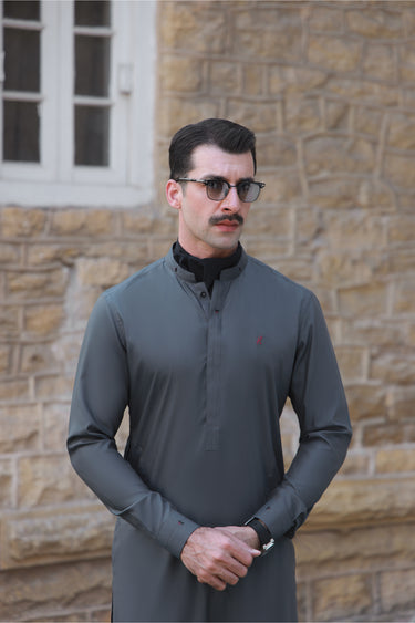 GREY TWO TONE WASH N WEAR SHALWAR KAMEEZ Humayunalamgir