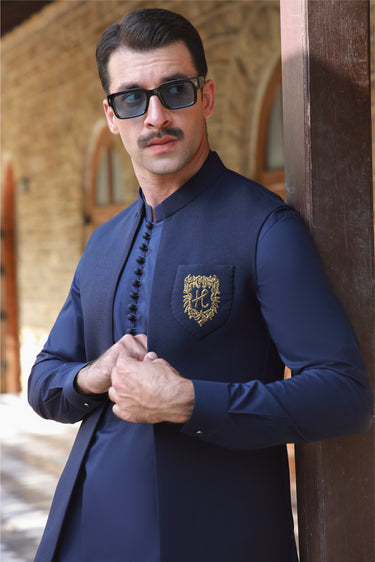 ROYAL BLUE STRETCHABLE KURTA PAJAMA Humayunalamgir
