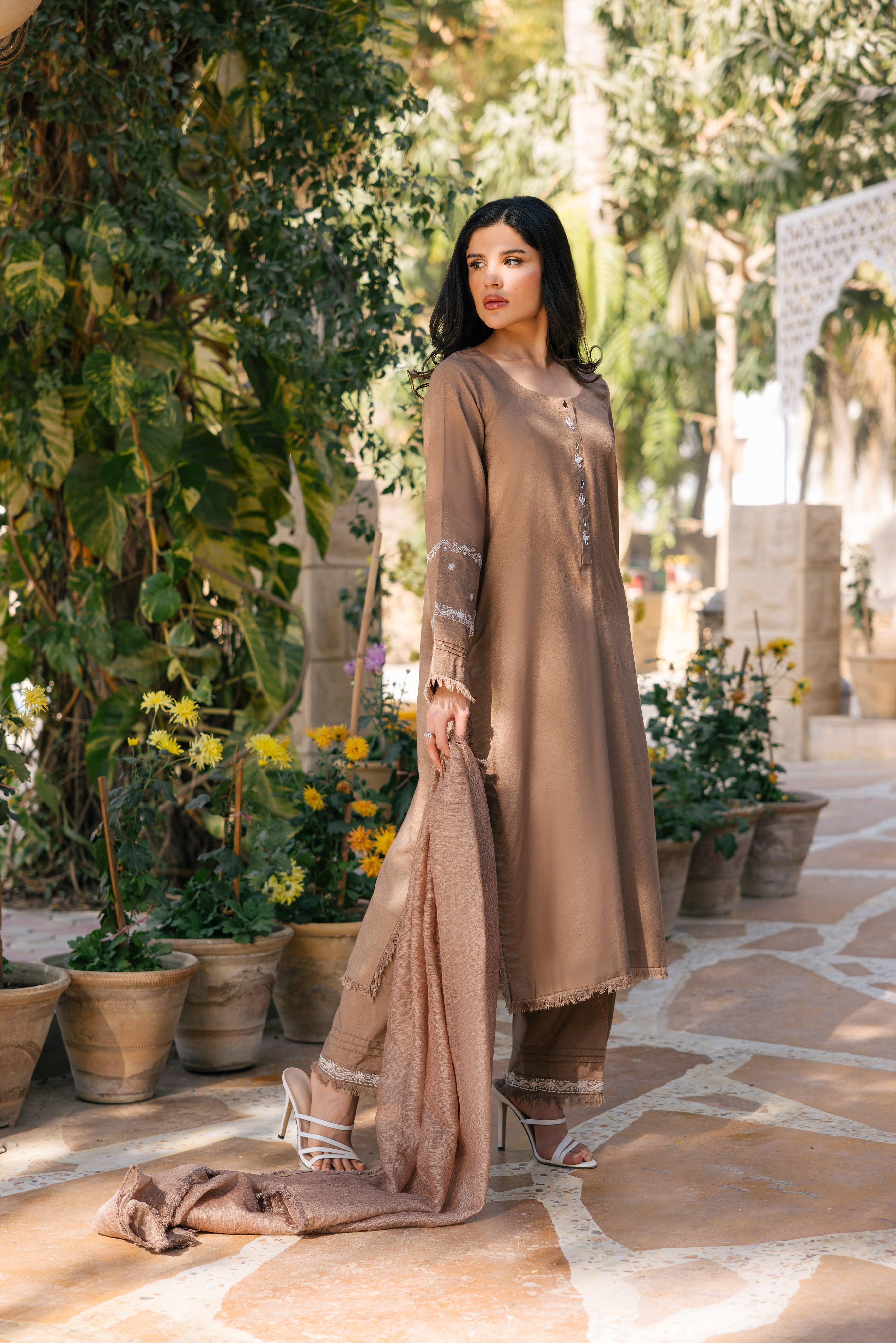 Camel Cotton Net Clothing Humayun Alamgir