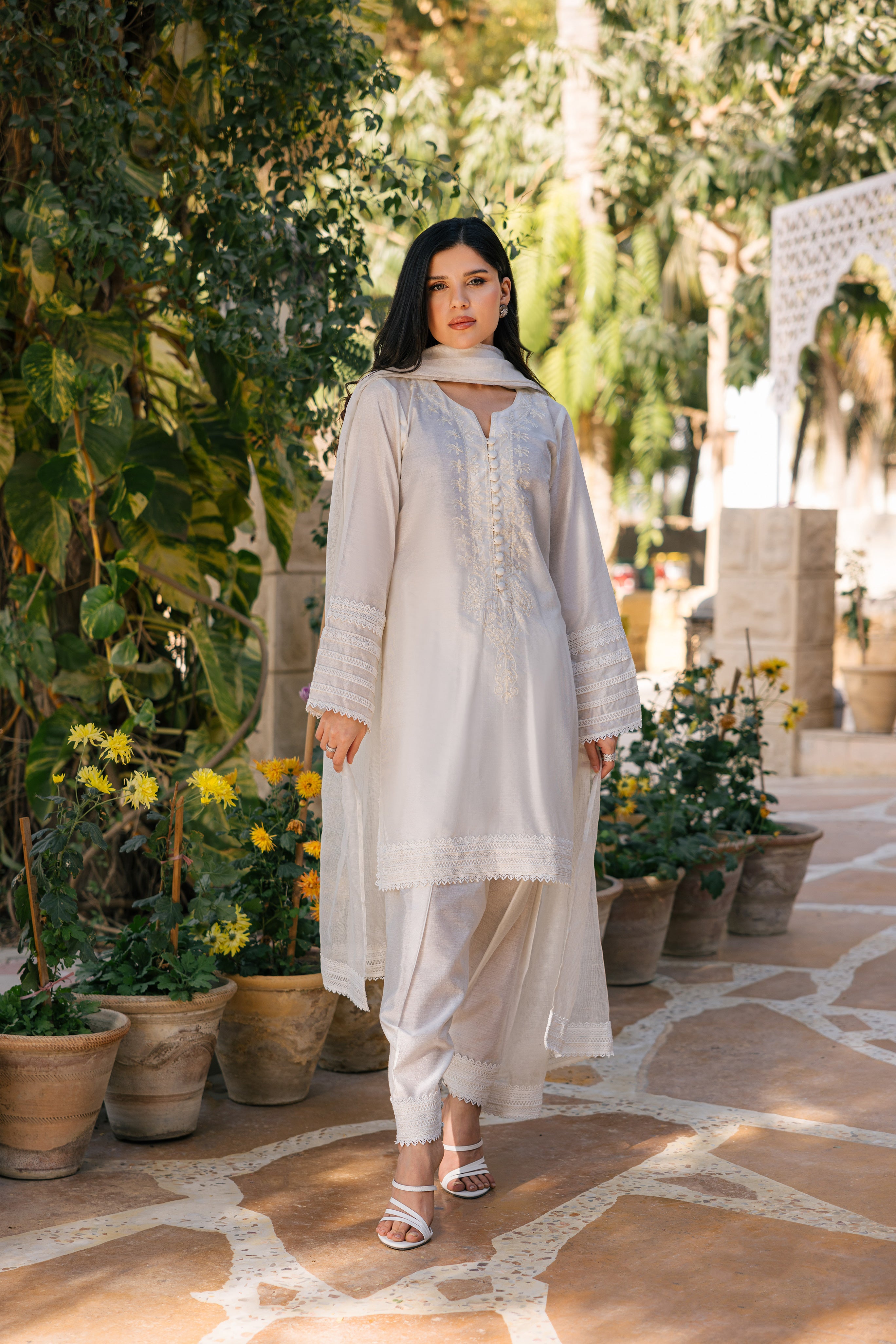 Off white Self Clothing Humayun Alamgir