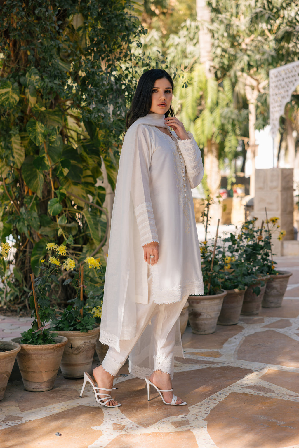 Off white Self Clothing Humayun Alamgir