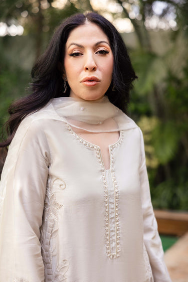 Fatima (Beige 3Pc) Clothing Humayun Alamgir