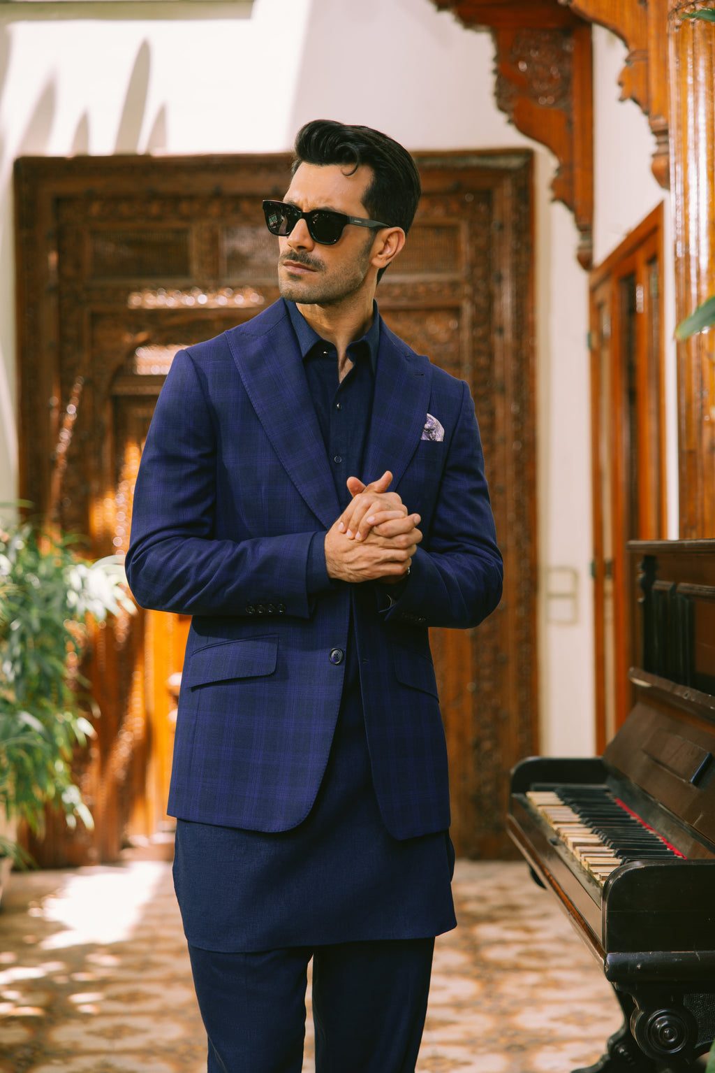 BLUE CHECKERED JACKET Humayunalamgir