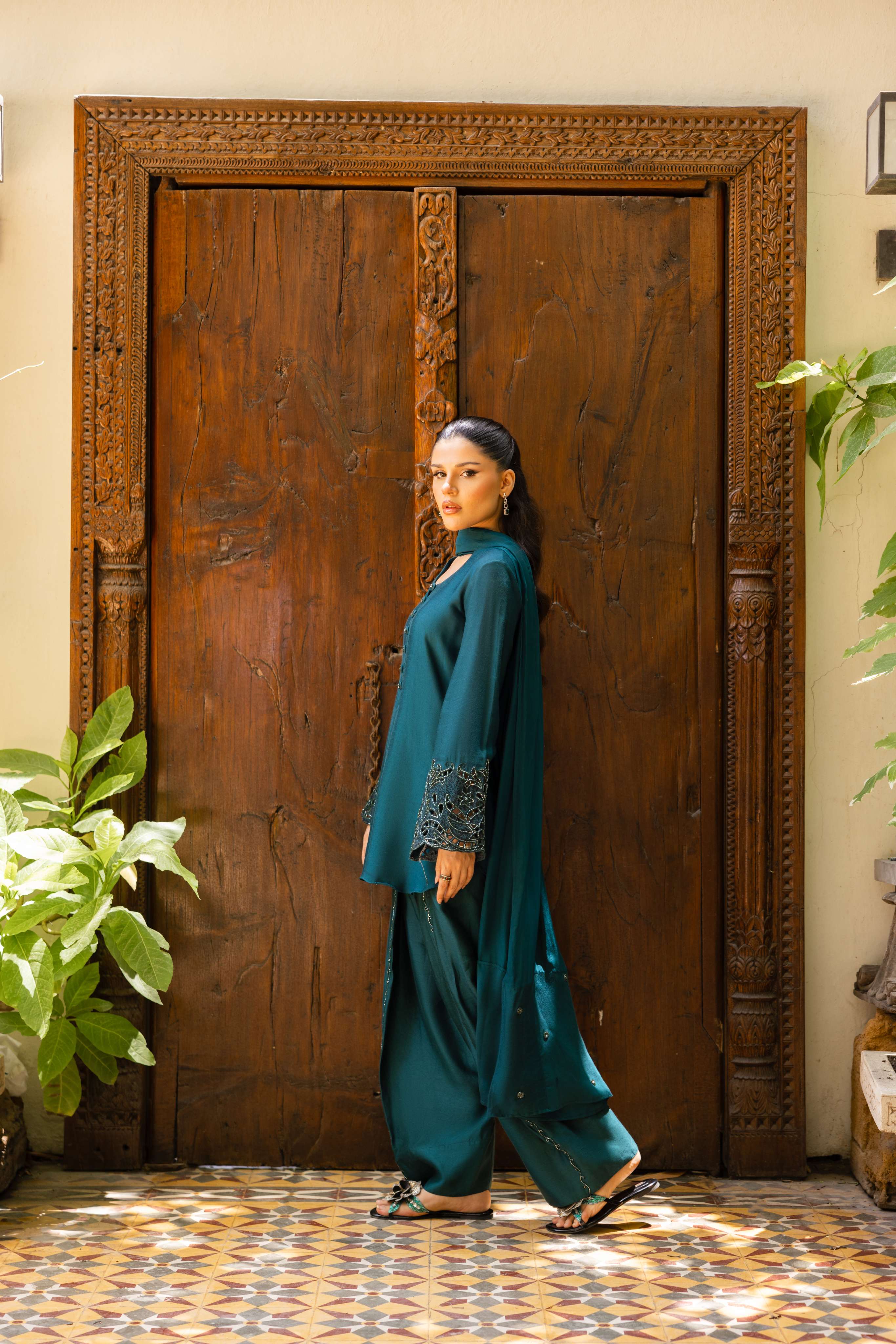 Daisy In Green (3Pc) Clothing Humayun Alamgir