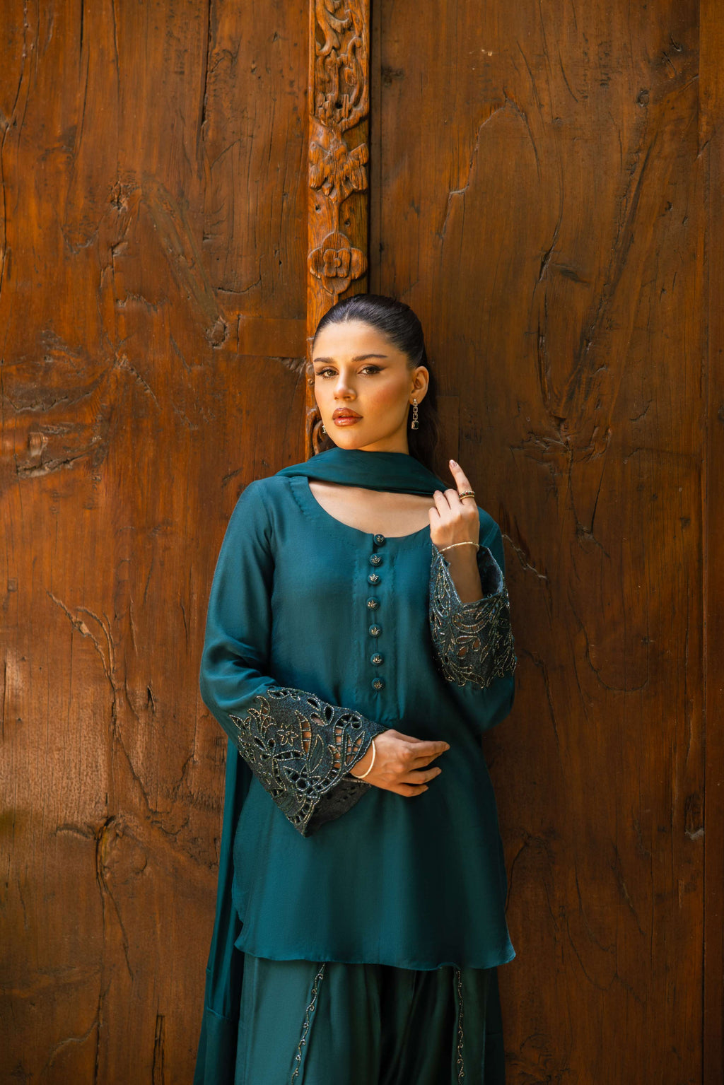 Daisy In Green (3Pc) Clothing Humayun Alamgir