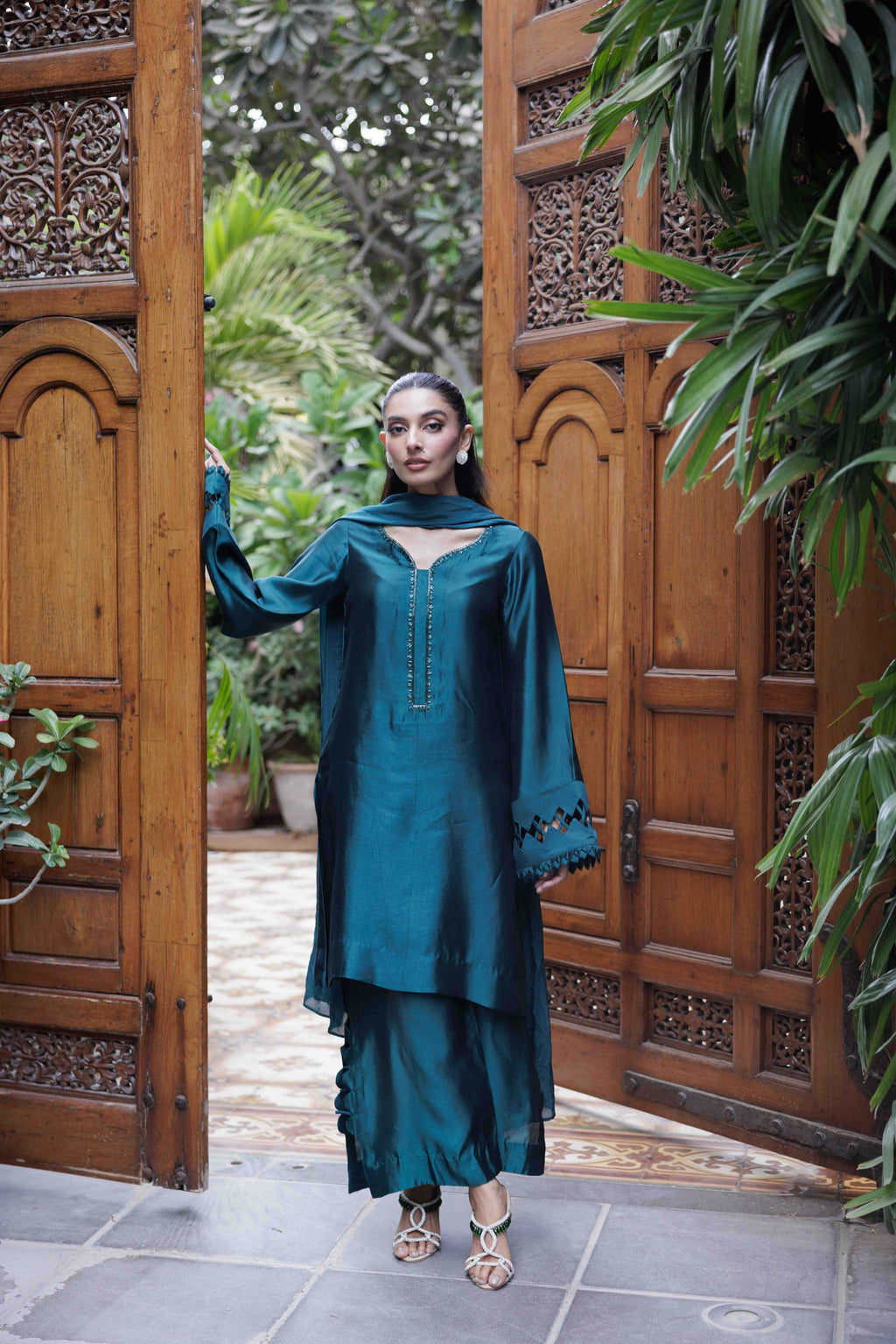 Silk Solid Teal Green Clothing Humayun Alamgir