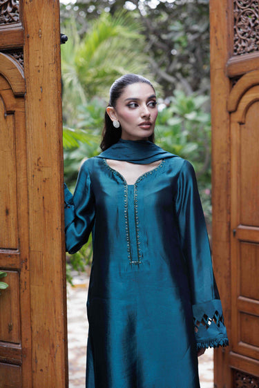 Silk Solid Teal Green Clothing Humayun Alamgir