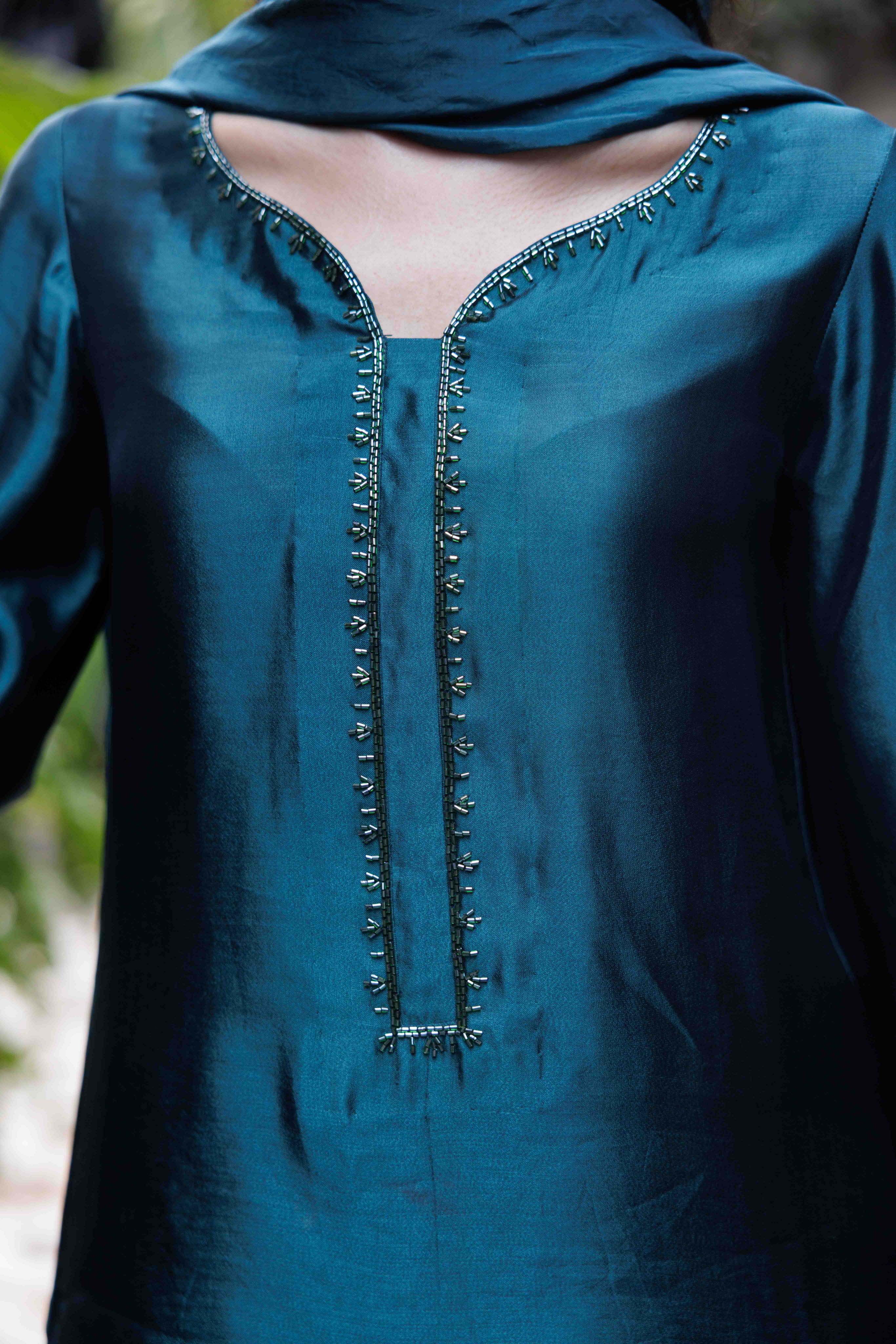 Silk Solid Teal Green Clothing Humayun Alamgir