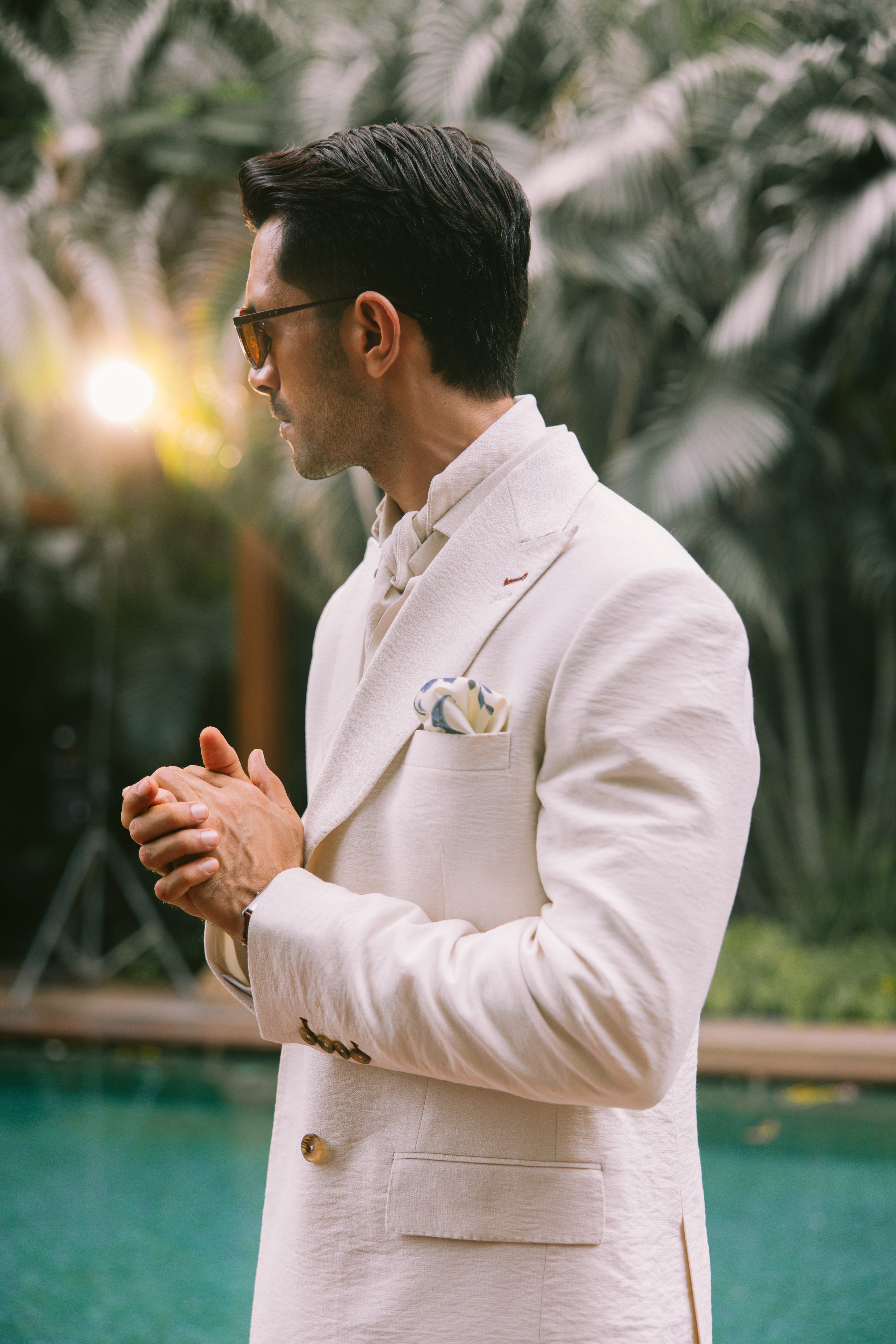 IVORY LINEN DOUBLE BREASTED JACKET Humayunalamgir