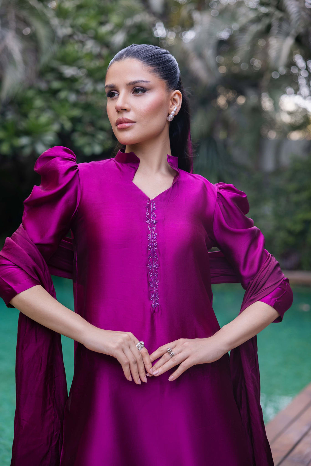 Silk Solid Poppy (3PC) Clothing Humayun Alamgir
