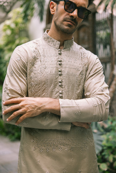 KHUMAR BEIGE KURTA PAJAMA Humayunalamgir