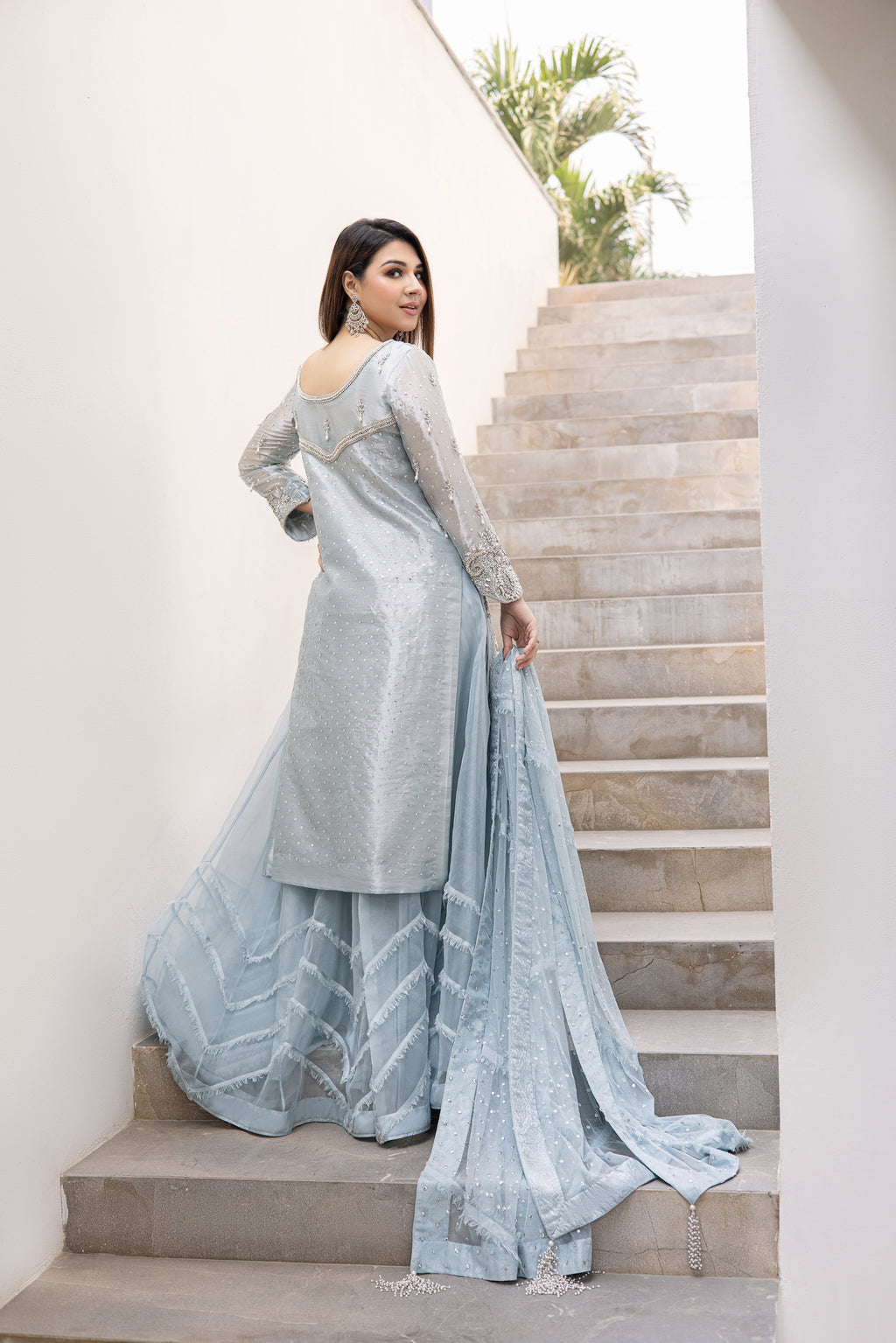 Powder Blue Sharara Clothing humyaunalamgir