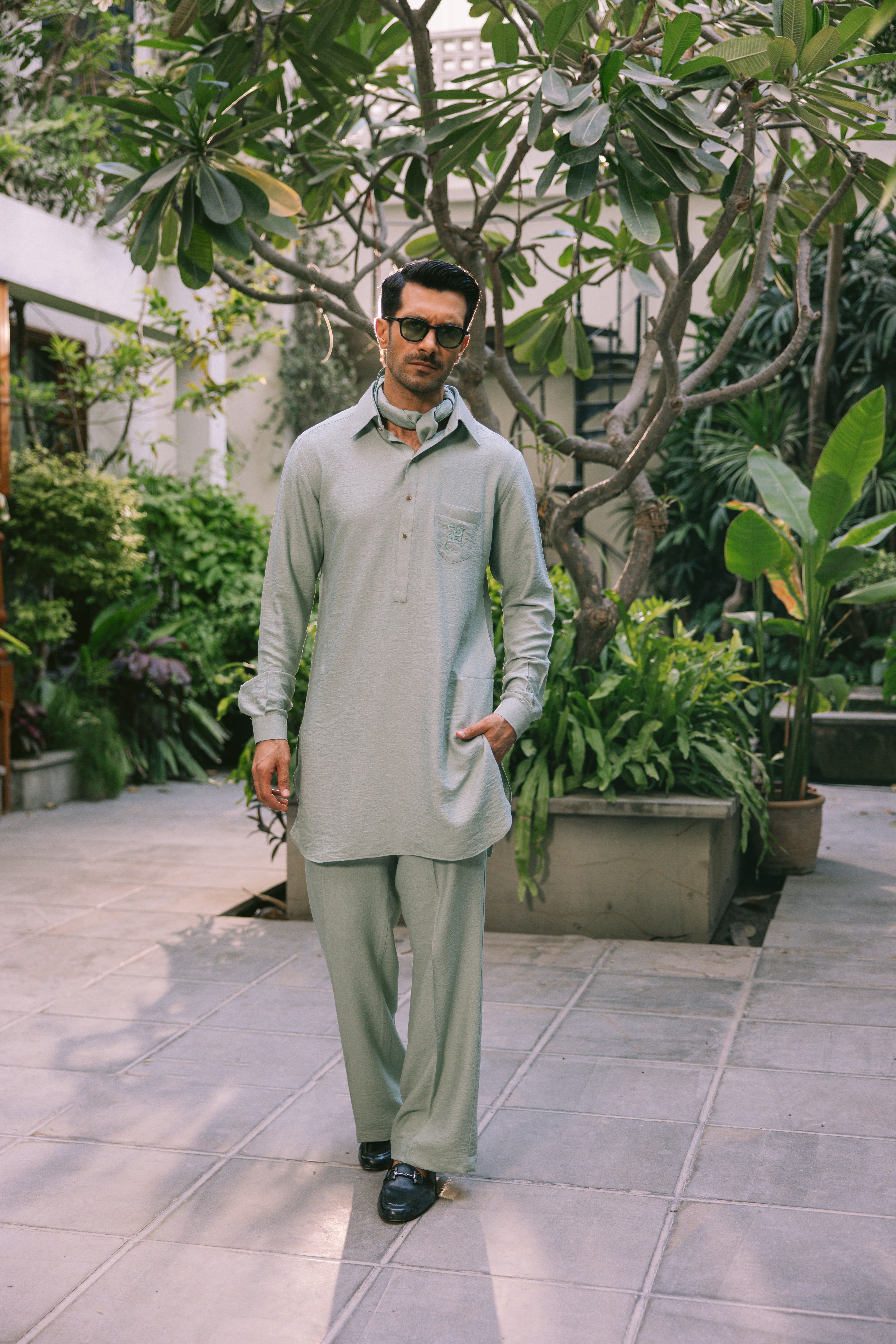 MINT GREEN LINEN KURTA PAJAMA Humayunalamgir