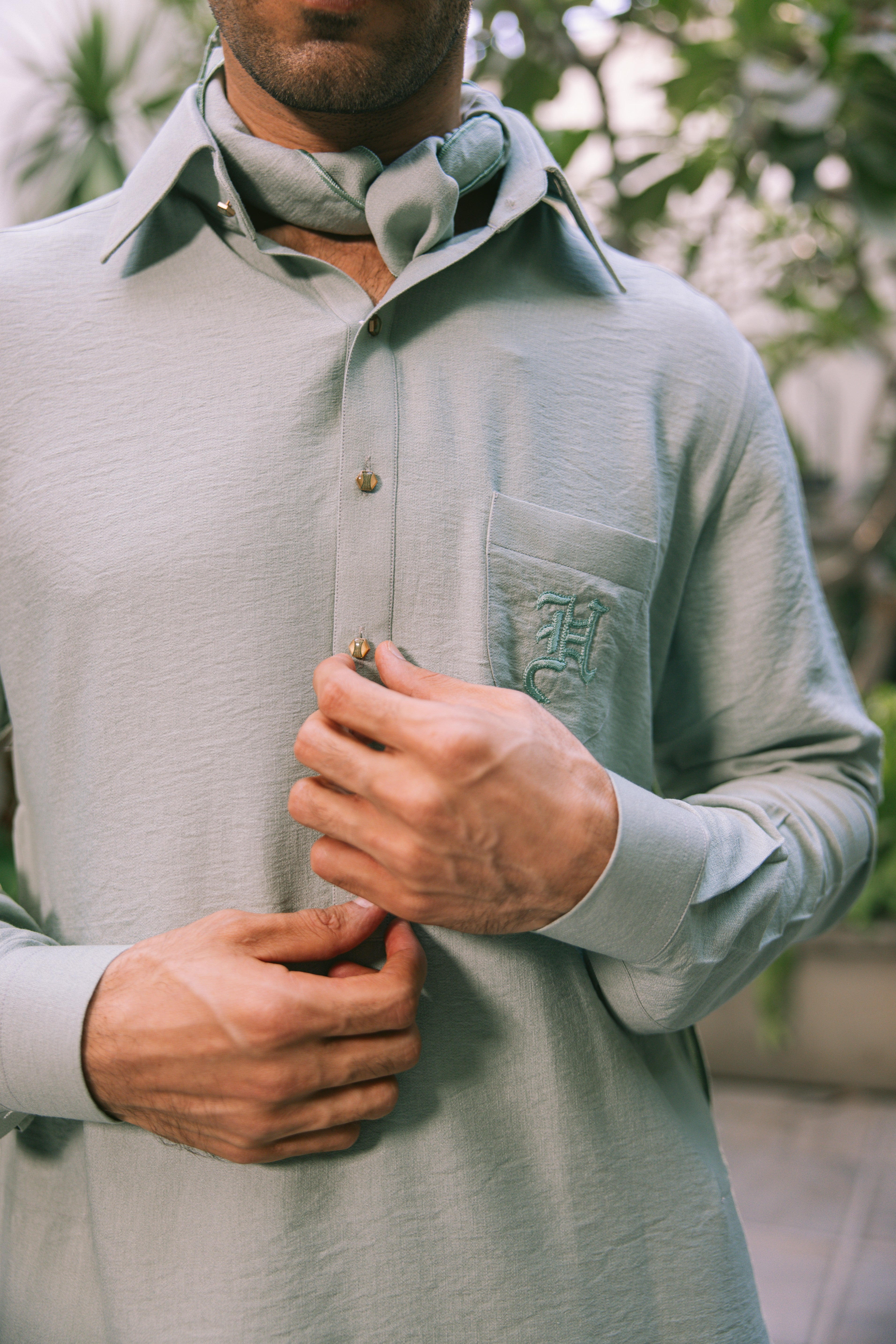 MINT GREEN LINEN KURTA PAJAMA Humayunalamgir