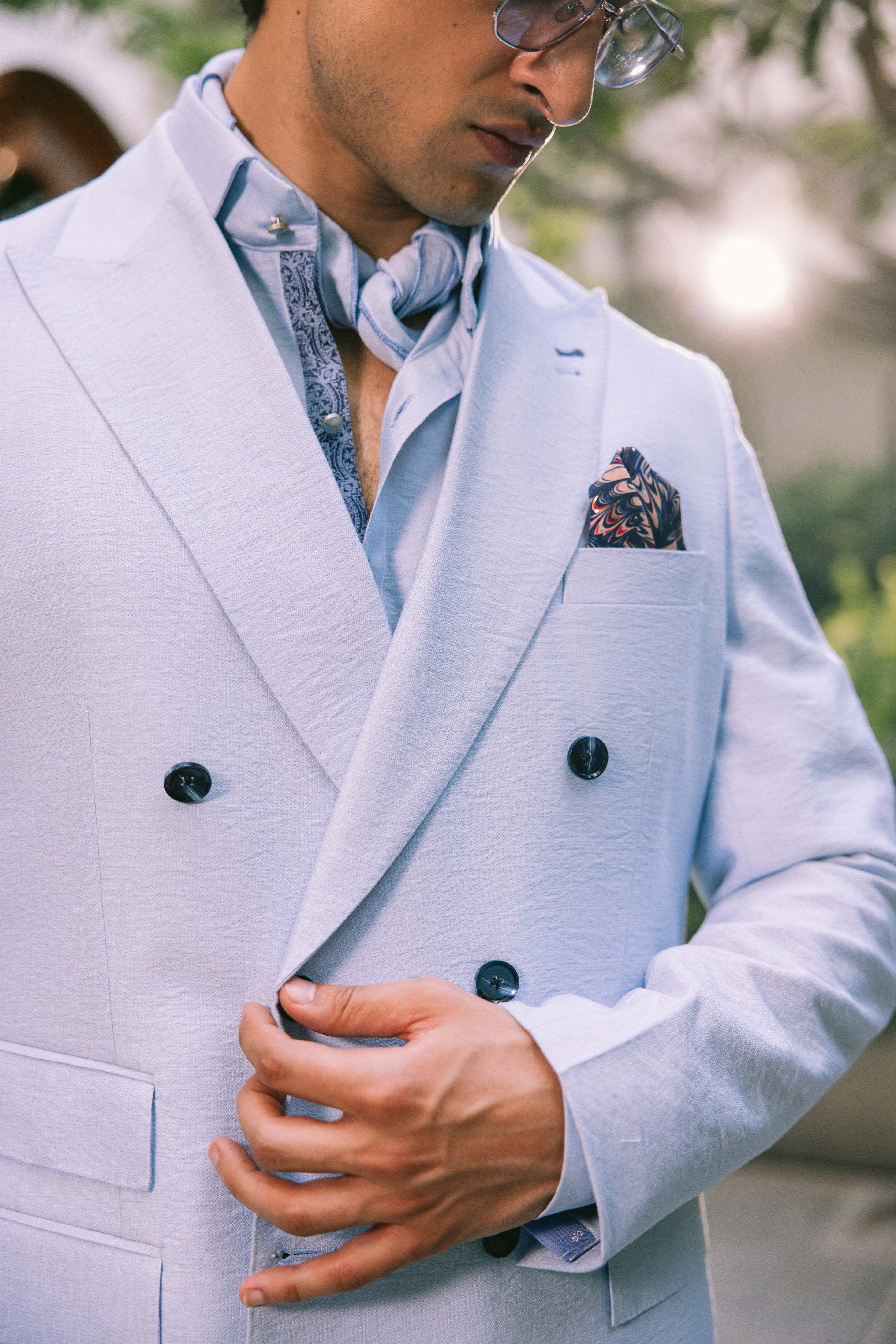 MINT BLUE LINEN KURTA PAJAMA Humayunalamgir