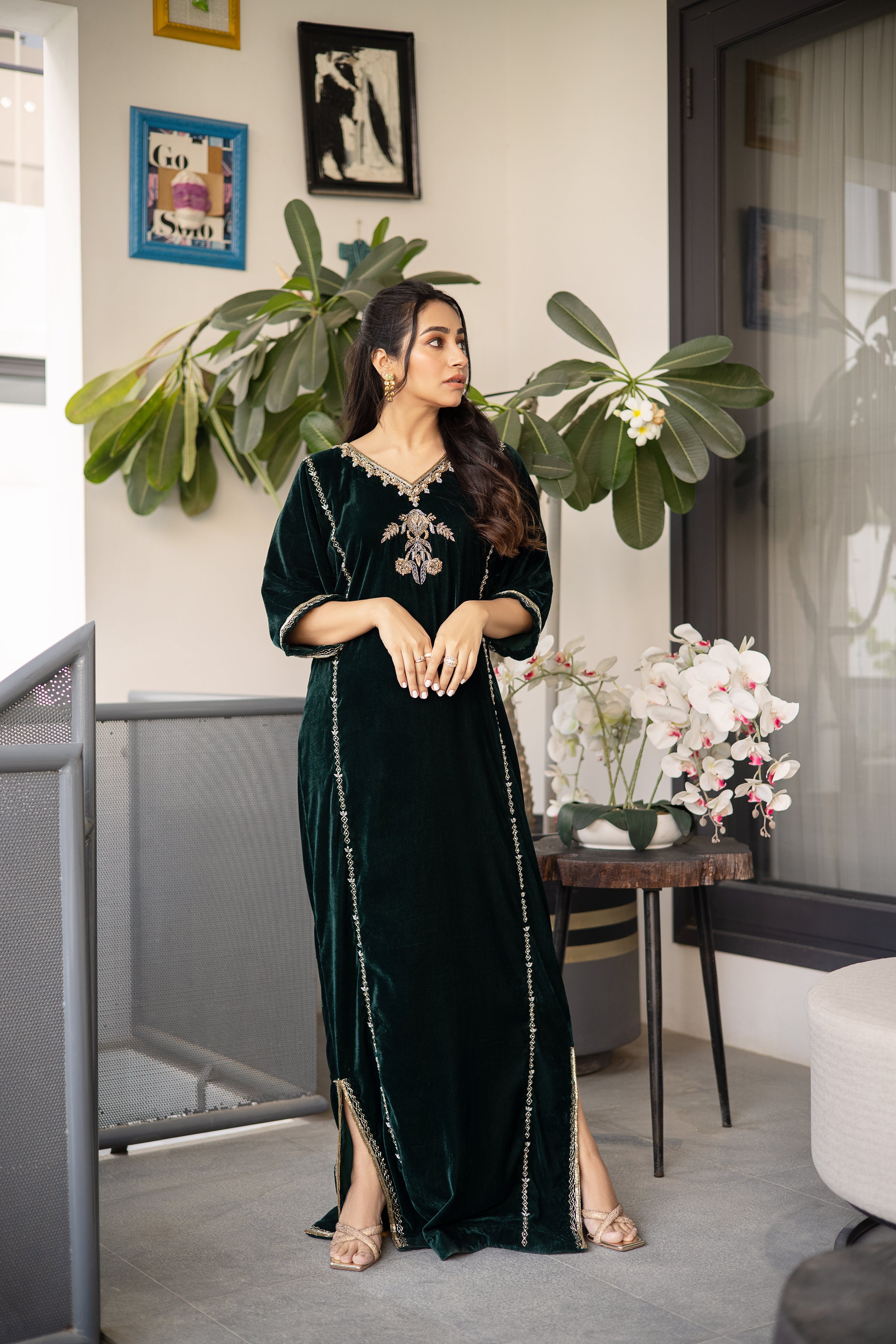 Green Verte Caftan Clothing Humayun Alamgir XS