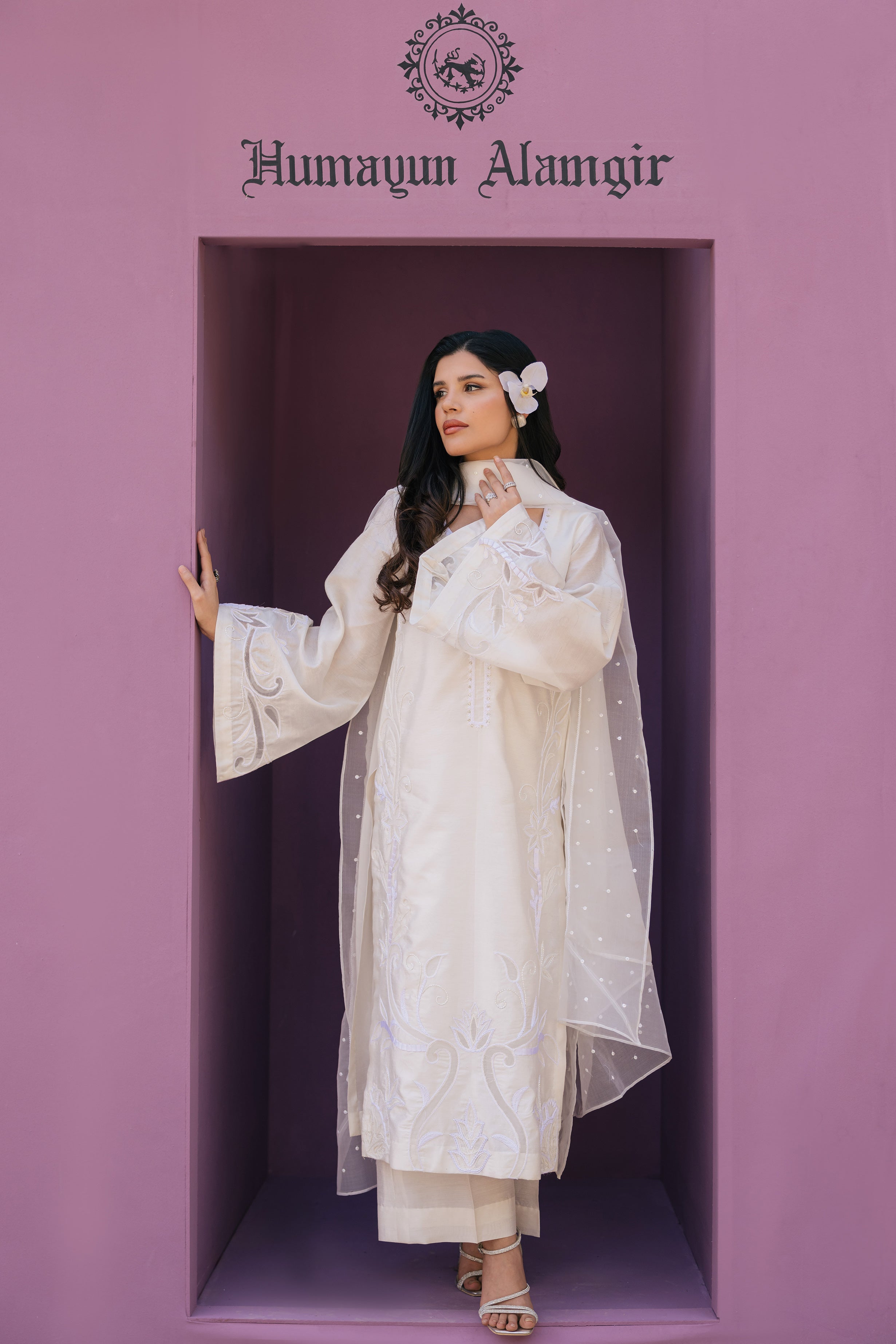 White Aapliqaue Clothing Humayun Alamgir