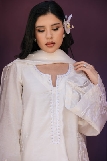 White Aapliqaue Clothing Humayun Alamgir