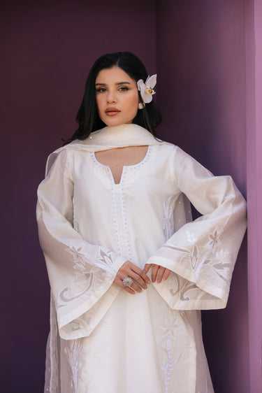 White Aapliqaue Clothing Humayun Alamgir