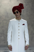 Royal White & Gold Handcrafted Sherwani sherwani Humayun Alamgir