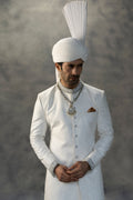 Elegant White Handcrafted Sherwani sherwani Humayun Alamgir