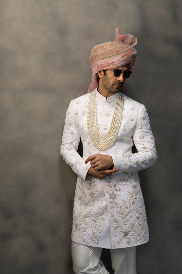 Ivory Pearl Hand-Embroidered Sherwani