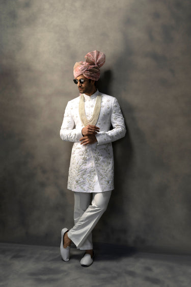 Ivory Pearl Hand-Embroidered Sherwani