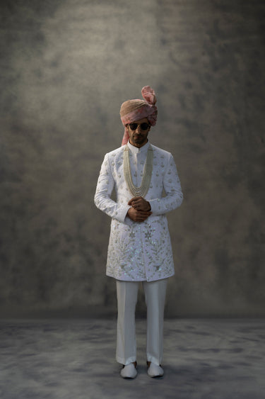 Ivory Pearl Hand-Embroidered Sherwani
