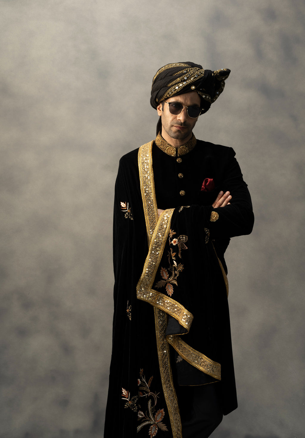 REGAL BLACK VELVET HANDWORK SHERWANI sherwani Humayun Alamgir