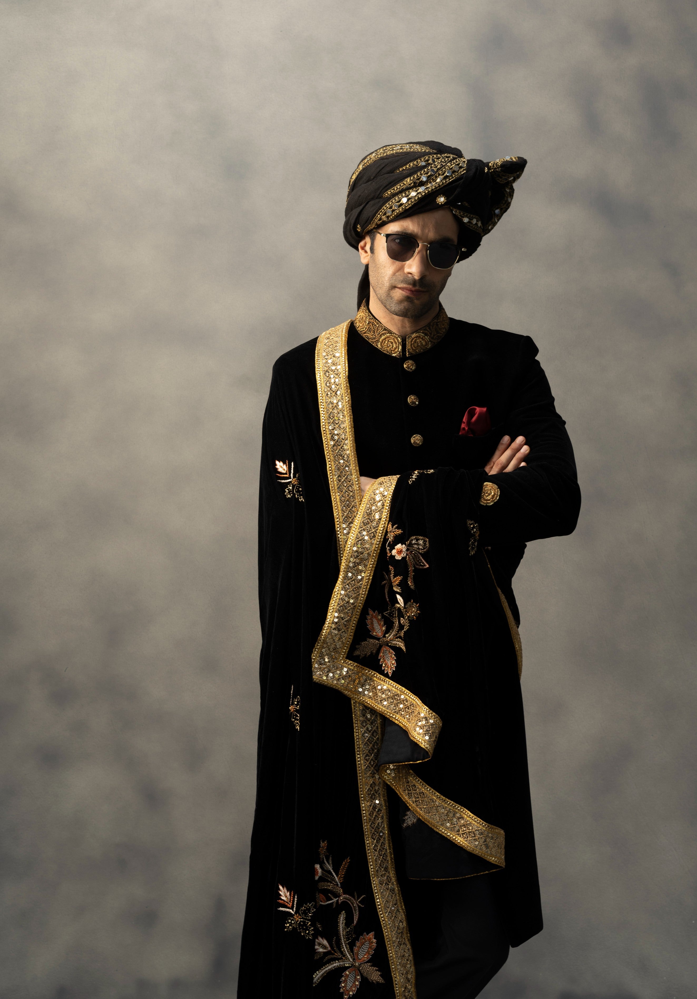 REGAL BLACK VELVET HANDWORK SHERWANI sherwani Humayun Alamgir