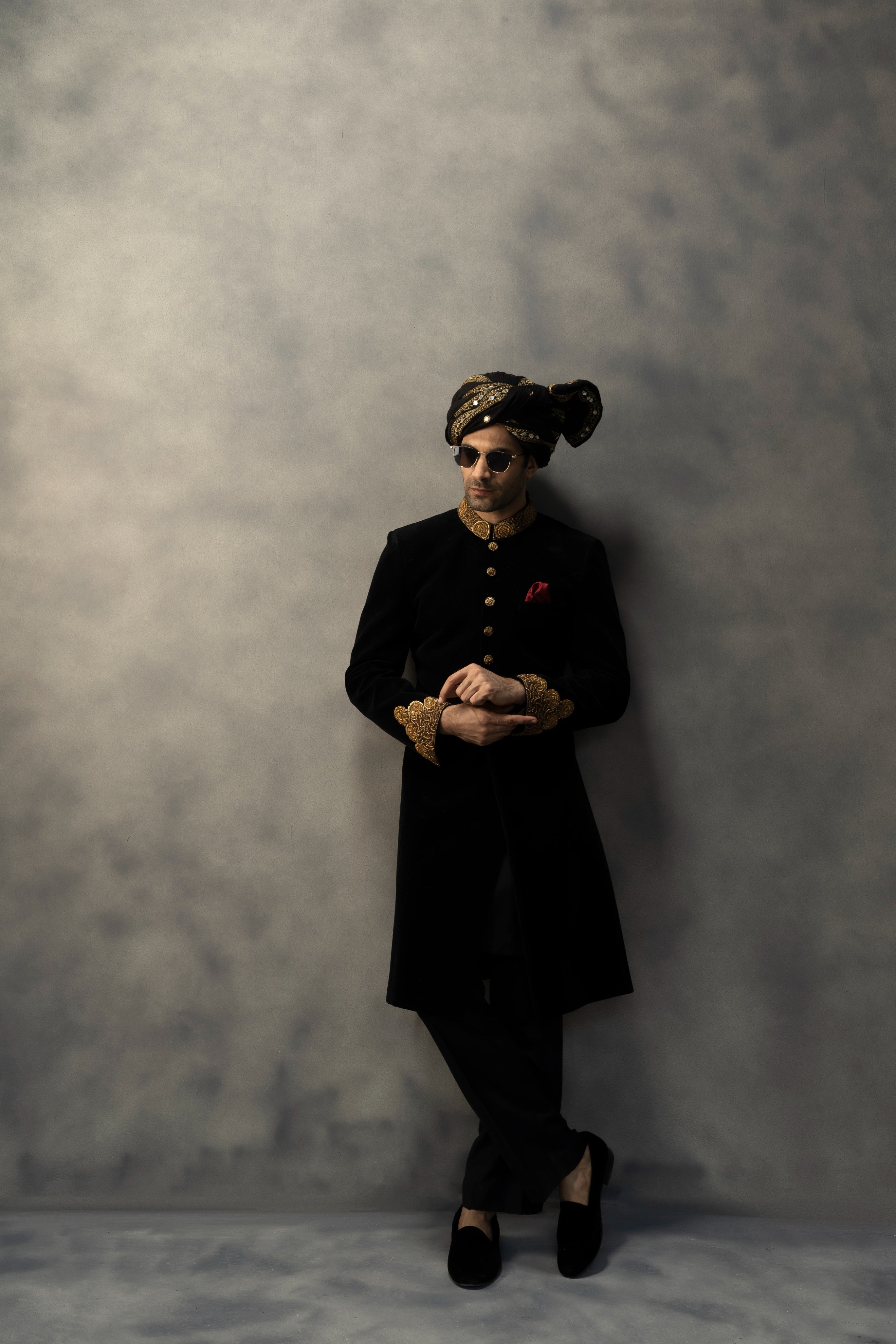 REGAL BLACK VELVET HANDWORK SHERWANI sherwani Humayun Alamgir
