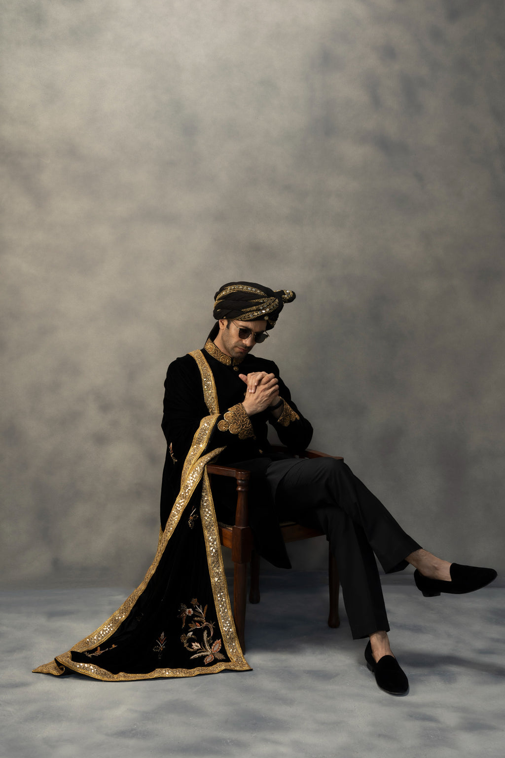 REGAL BLACK VELVET HANDWORK SHERWANI sherwani Humayun Alamgir