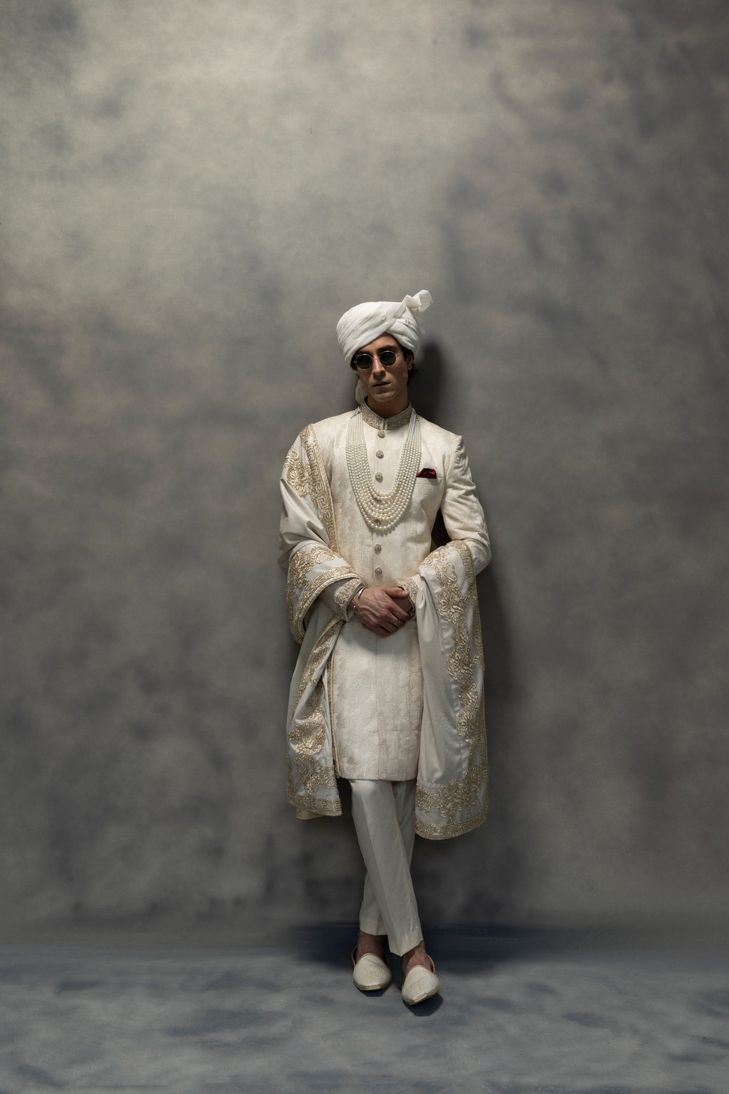 Regal Ivory Embroidered Sherwani sherwani Humayun Alamgir