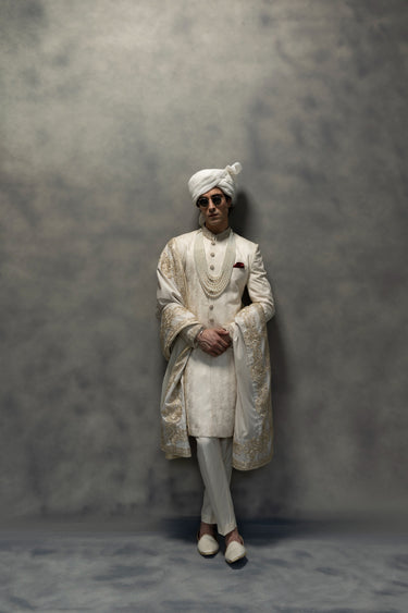 Regal Ivory Embroidered Sherwani