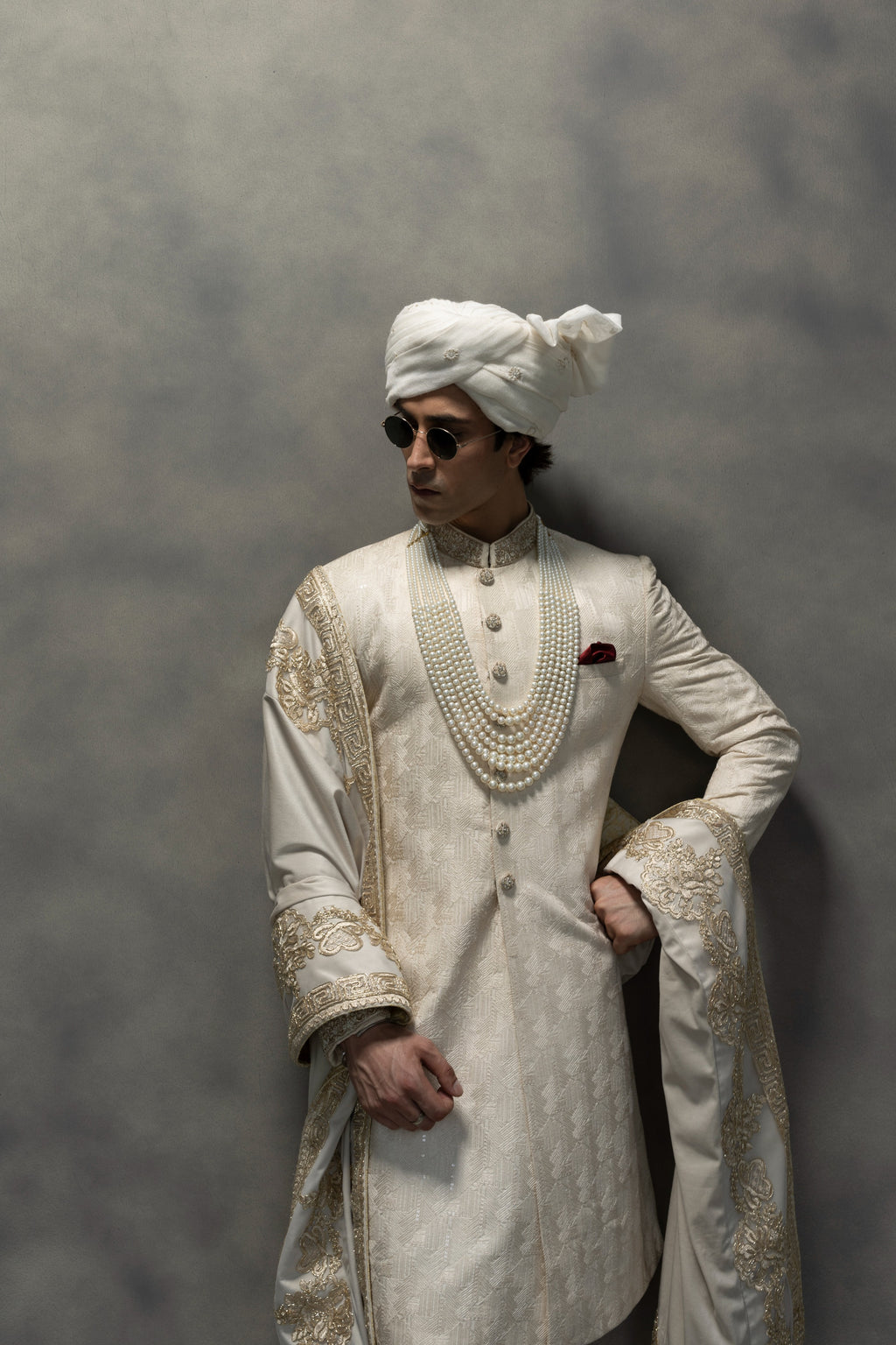 Regal Ivory Embroidered Sherwani sherwani Humayun Alamgir