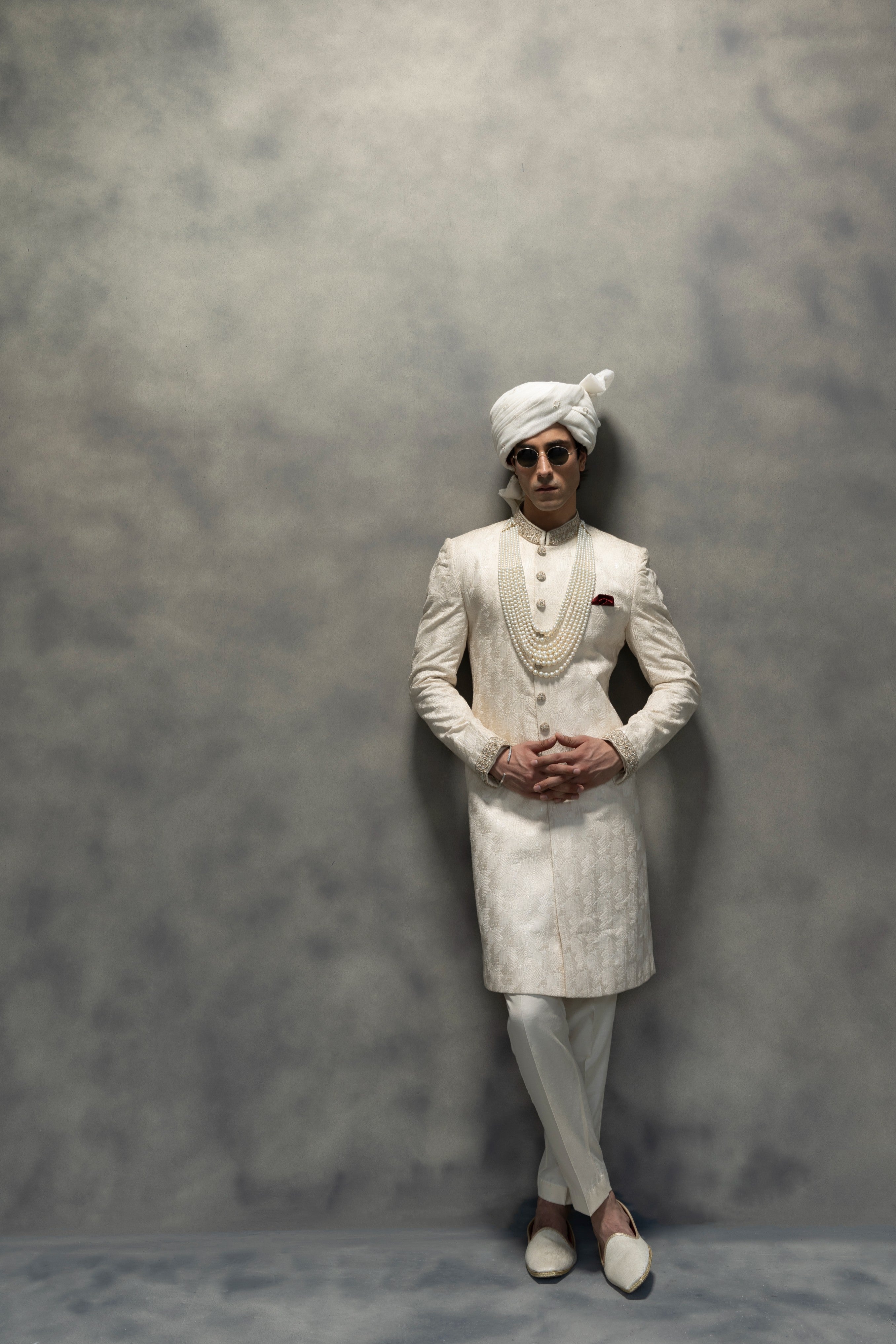 Regal Ivory Embroidered Sherwani sherwani Humayun Alamgir